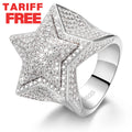 Hiphop Men Women Fine Jewelry Iced Out Gold Plated 925 Sterling Silver VVS Moissanite Diamond Star Ring With GRA Certificate
