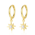 Octagonal Star Sun Hoop Earrings for Women Men 925 Sterling Silver CZ Stone Earring Hoop Cubic Zirconia Charm Fashion Dangle HOT