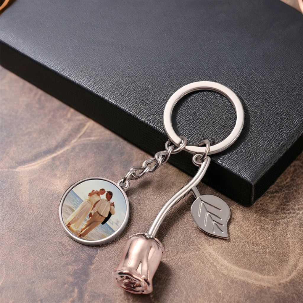 Perfect Gift Key Mother's Day Metal MOM Keychains Light Sublimation Rose Metal Keychain