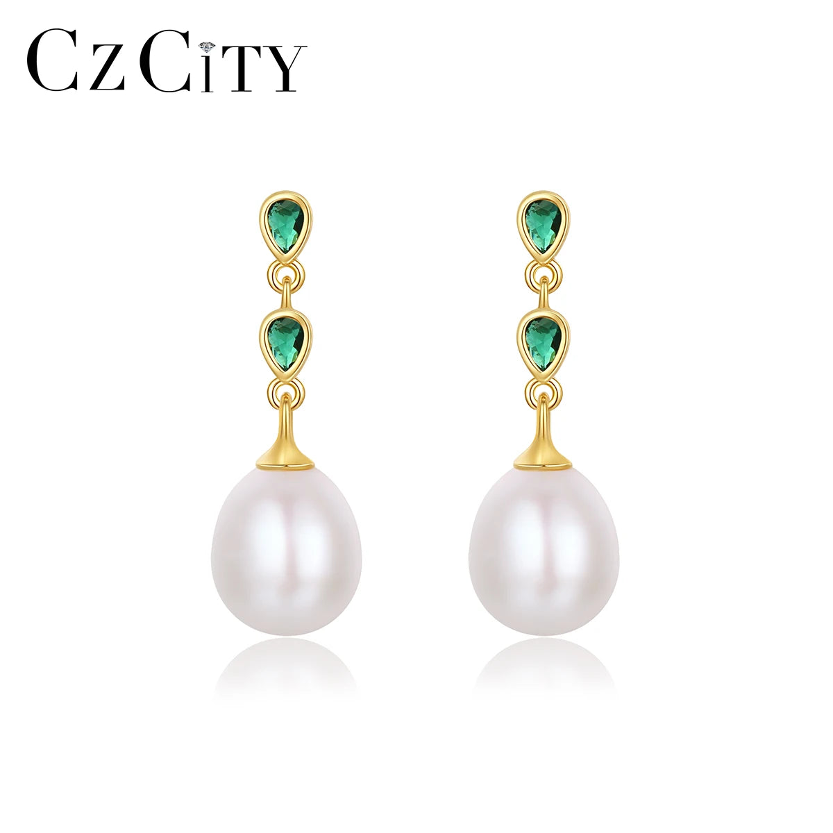 2026 CZCITY Woman Gold Plated Earing Jewelry Drop Designer Zircon Silver 925 Hot Fresh Water Pearl Earrings