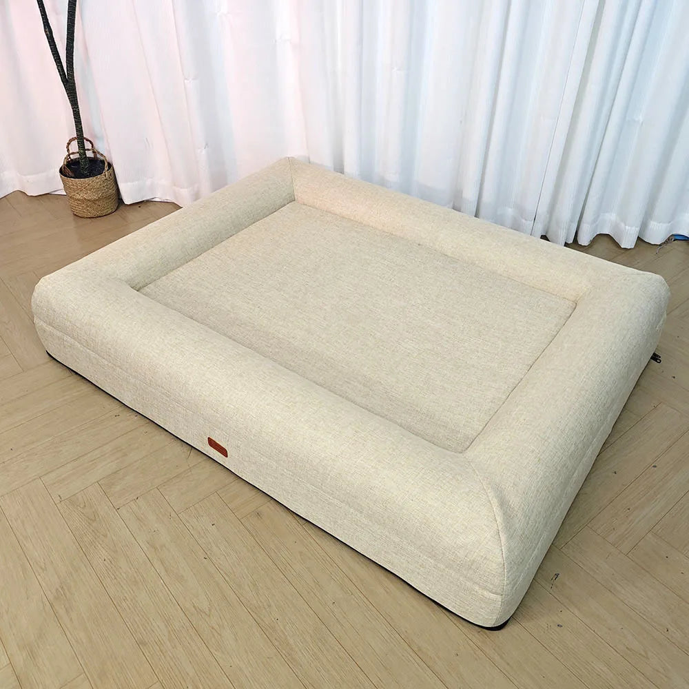 Factory OEM Large High-End Linen Dog Bed Waterproof Removable Washable Breathable Orthopedic  Square Solid Square