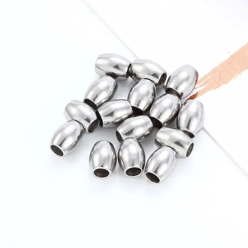 New Stainless Steel Oval Through Hole Beads Loose Accessories DIY Necklace Bracelet Ed Separation Fashion Tagor Jewelry