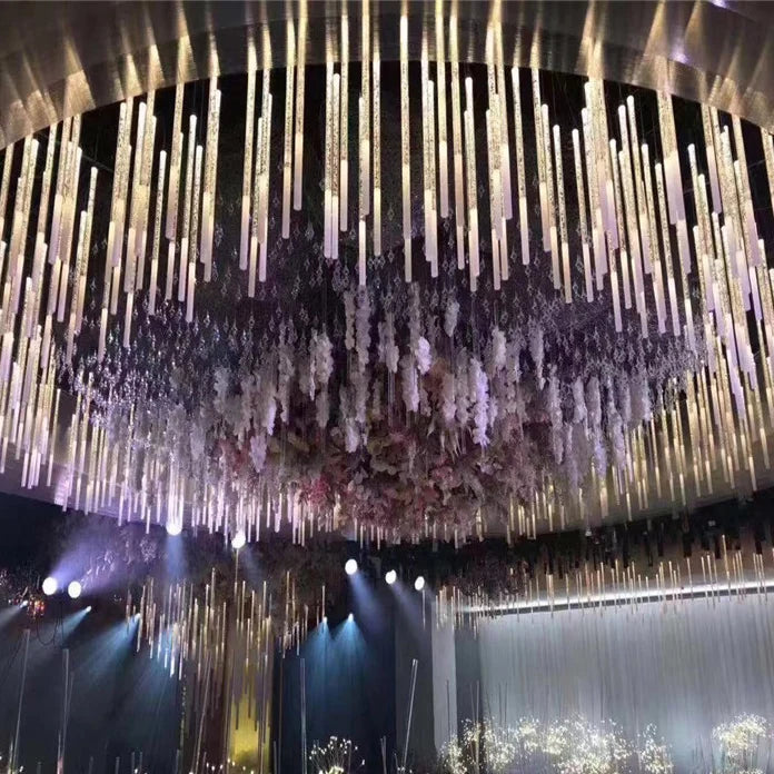 Wedding Props 10 Heads Acrylic Rod Ceiling LED Light Hanging Pendant Ornaments Wedding Events Party Decoration Ceiling Fan Lamps