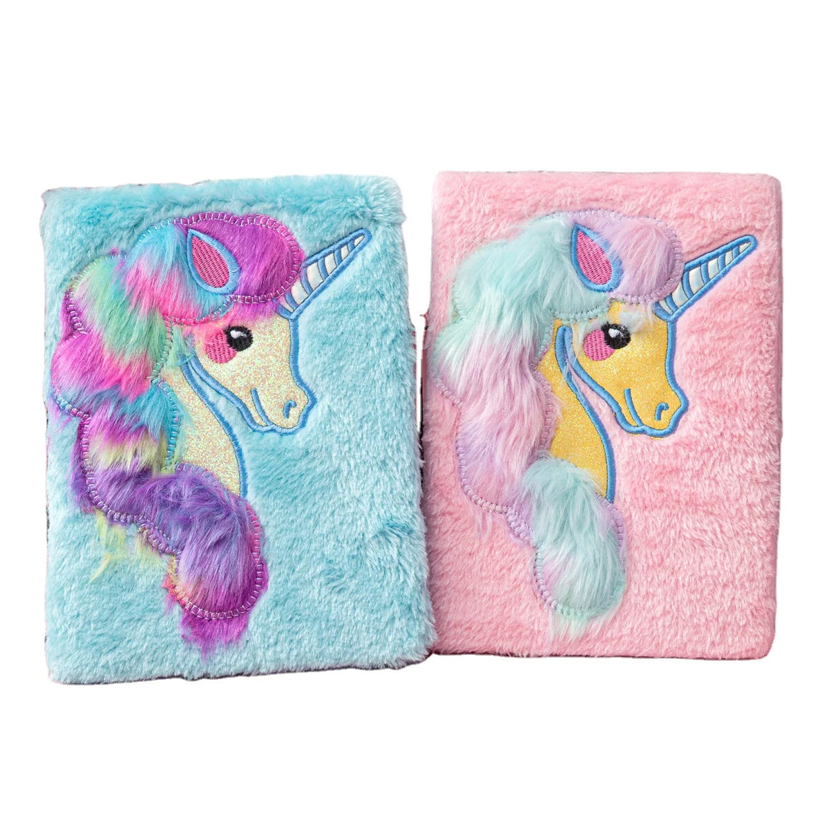 Customized A5 Size Cute Cartoon Unicorn Embroidery Plush Leather Hardcover Thermal Binding Notebook Quicksand Diary Gift MegaBDM