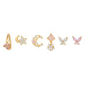 ZUOLA Hot Selling Trendy Earring Studs 18K Butterfly Flower Zircon Ear Studs Ear Accessories 6pcs Small Earring Studs for Women