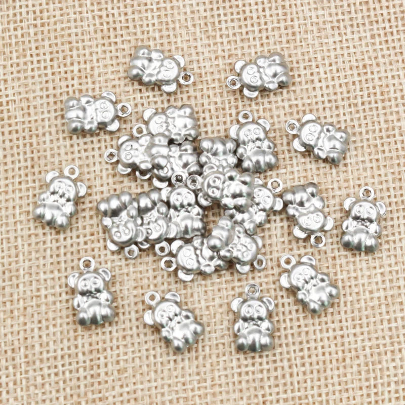 30pcs 13x8mm Bear Charms 316 Stainless Steel Cute Pendant Charms DIY Jewelry Making Findings for Necklace Bracelet