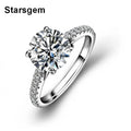 Starsgem Custom Girls Women Men's 18K Gold 6.5mm Diamond Promise Engagement Wedding Ring