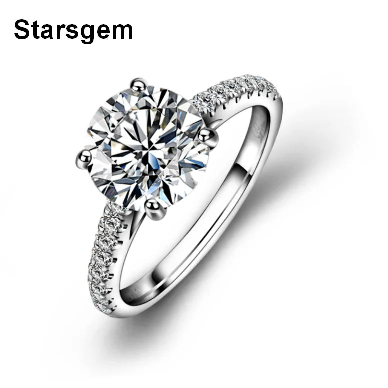 Starsgem Custom Girls Women Men's 18K Gold 6.5mm Diamond Promise Engagement Wedding Ring