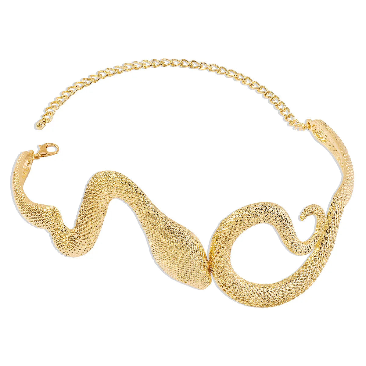 Fashion Metal Gold Hip Hop Necklace Snake Shape Pendant Necklace Women Vintage Sweater Chain Choker Jewelry Accessories