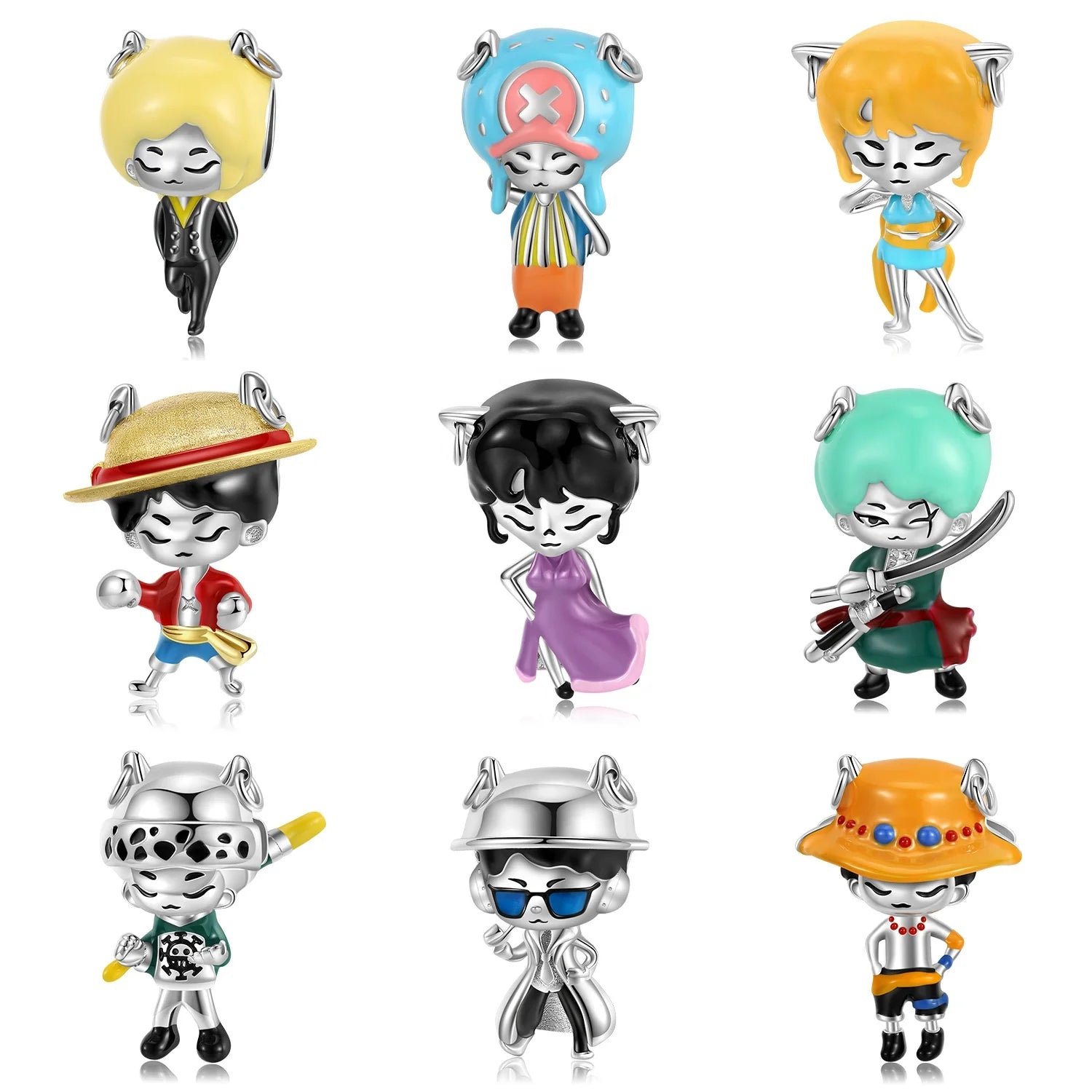 Sea Adventurer Cartoon Anime Characters Charm Authentic 925 Sterling Silver Fine Enamel Beads for Women Charm Bracelet Jewelry