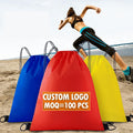 Custom LOGO Promotional Waterproof Gym Drawstring Backpack Polyester Sports Storage Training Drawstring Backpack Bag
