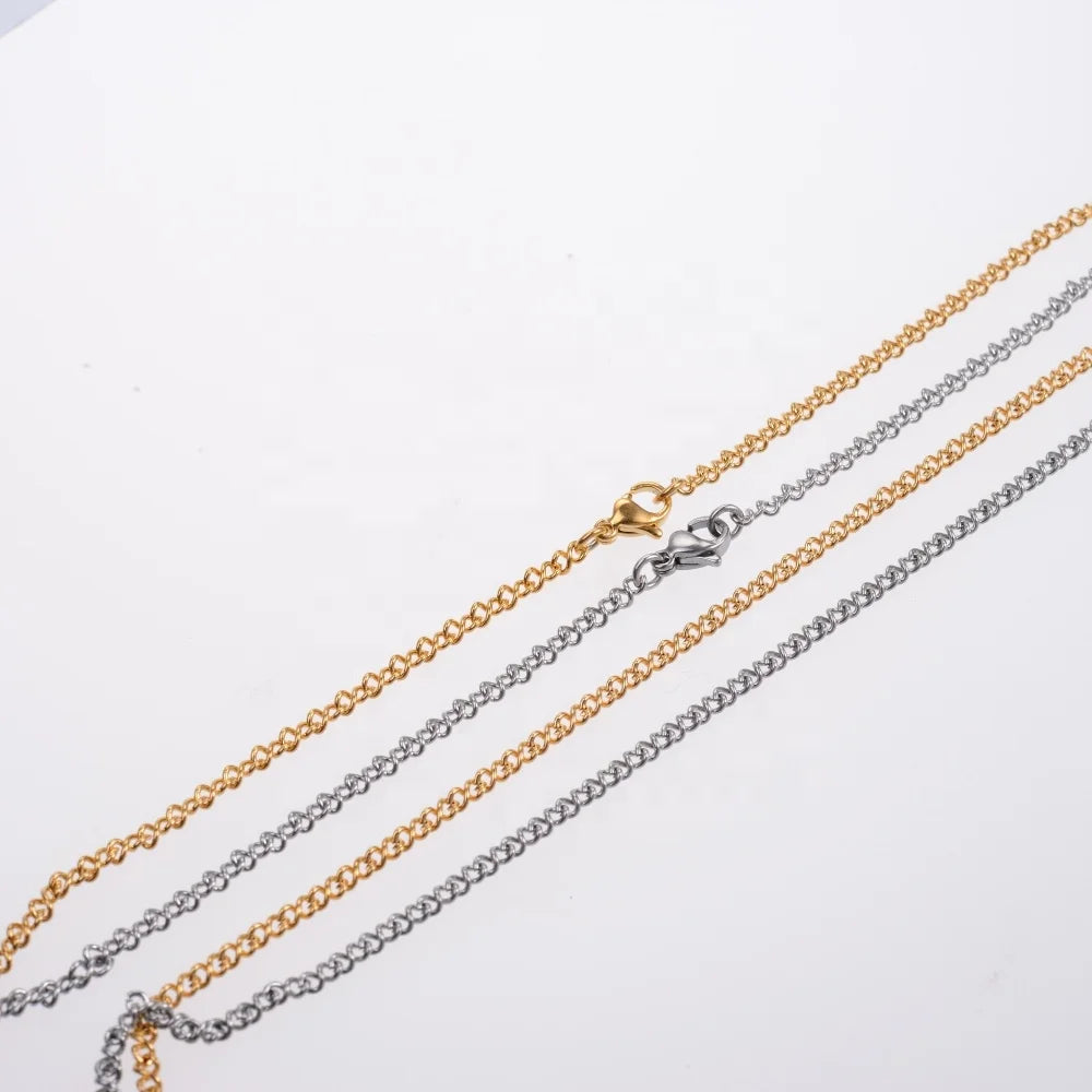 Factory Wholesale Women/Men's Stainless Steel Water Wave Chain Necklace Gold & Rose Gold Plating Classic Style for Anniversaries