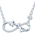 S925 Sterling Silver Necklace Zircon Diamond Setting Infinity Symbol Butterflies Necklace