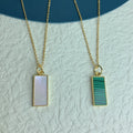 Wholesale Custom Statement Square Pendant Necklace for Women 2021 White Shell Turquoise Charms Girl Jewelry