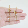 Elegant Stainless Steel Earring with Butterfly Zircon Pendant Trendy Glass Beads for Women for Parties Weddings Gifts-Wholesale