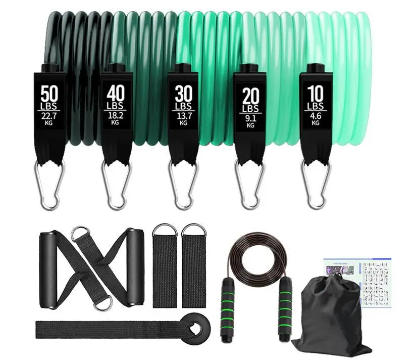 12pcs 150lb Green Gradient TPE Portable Anti-Snap Door Anchor Band Set for Yoga & Toning Custom Logo toning tubes