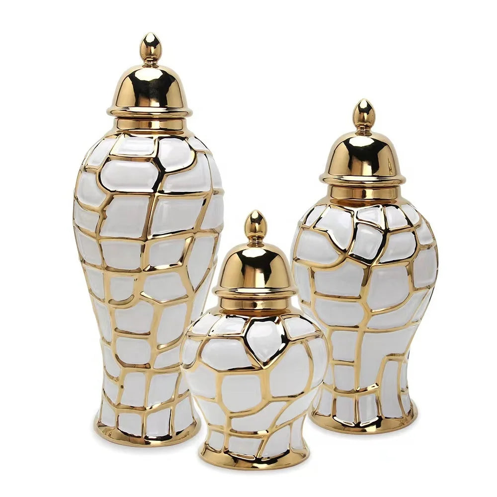 Modern European Style White Porcelain Matt Ginger Jar Slender Temple Vase Tabletop Vase Home Decoration