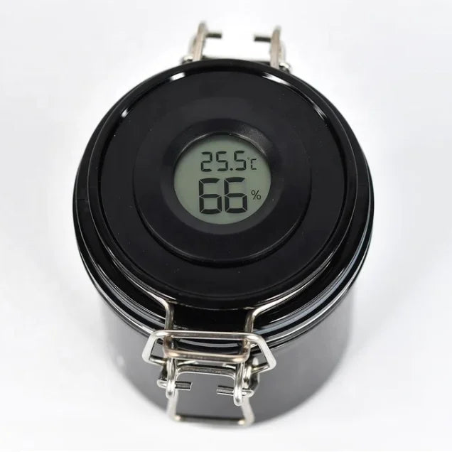 New Black Hygrometer Adhesive Storage Container Airtight Eyelash Glue Adhesive Container With Hygrometer Farenheit