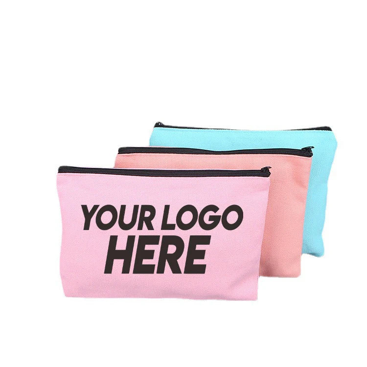 Qetesh New Fashion Portable Mini Cotton Canvas Pencil Pouch Private Label Custom Small Travel Zipper Makeup Cosmetic Bag
