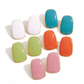 Ranoveo Summer Candy Color Enamel Studs 18K Gold Plated Stainless Steel Hypoallergenic Geometric Shape Trendy Statement Earrings