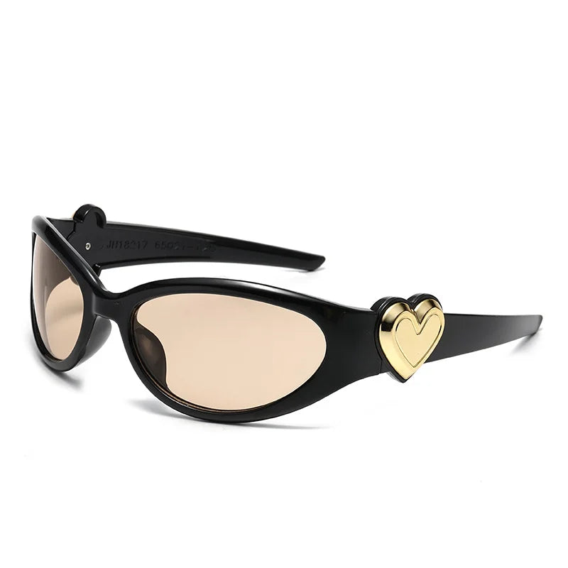 2025 New Trend Women's Gradient Lenses Neon Candy Color Sports Frame Sunglasses with Gold & Blue Colors