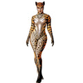Sexy Stretch Skinny Leopard Print Full Cover Jumpsuit Women Club Animal Role Play Bodysuit Cosplay Costumes Dance Stage Costume