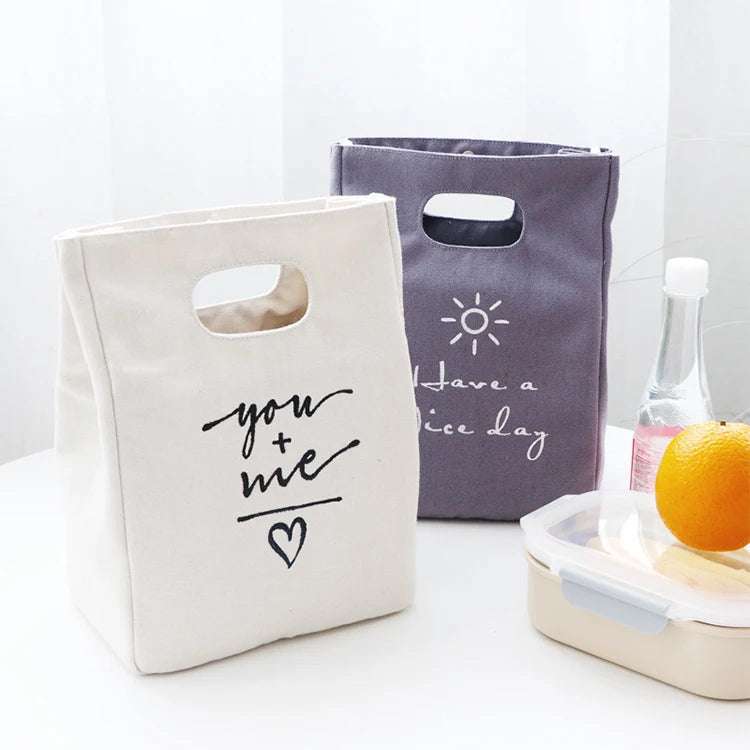 Custom Printed Korean Style Waterproof Thermal Insulated Lunch Cooler Bag Portable Reusable with Custom Logo for Office Picnic