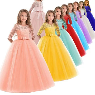 Hot-Selling Princess Dress for Girls Evening Formal Gowns Birthday Wedding Flower Child Tutu Dress for Babies