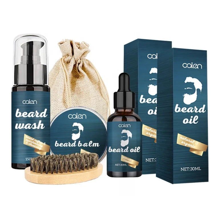 Custom Logo Beard Kit Vendors Natural Beard Growth and Moisturizing Beard Kit for Men Gift Set