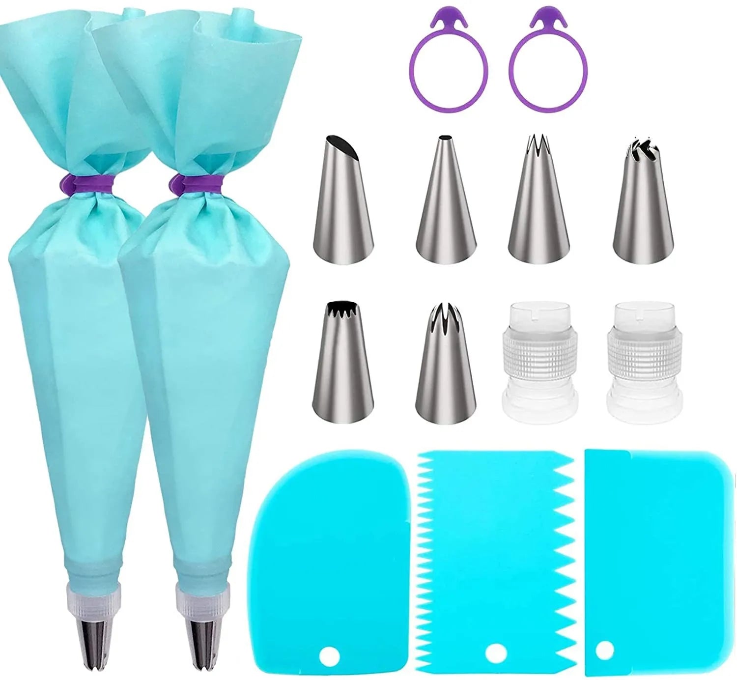 For  Hot Sale 15-Piece Stainless Steel Cake Decorating Icing Tips Set