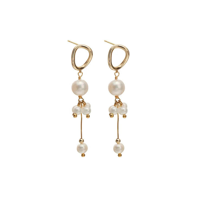 Original Design Fresh Water Pearl Long Pendant Tassel Earrings Vintage Freshwater Pearl Pendant Earring for Women
