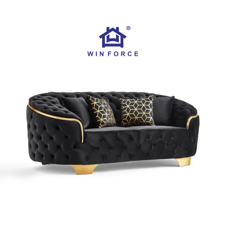 Wifnorce European Style Luxury Sofa Set Furniture Made in China Velvet Chesterfield Sofa 123 Seater Living Room Sofa Set