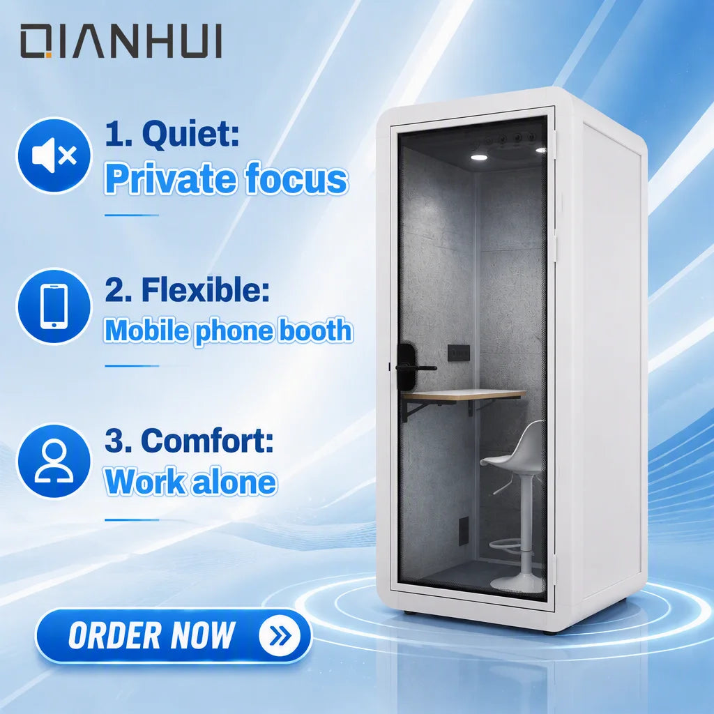 One person Single seat soundproof booth design office pod workstation shopping mall silence call booth