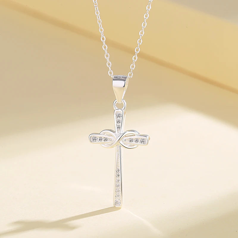 Wholesale Opal Aaa Cubic Zirconia Birthstone 925 Sterling Silver Jewelry Pendent Cross Necklace for Women