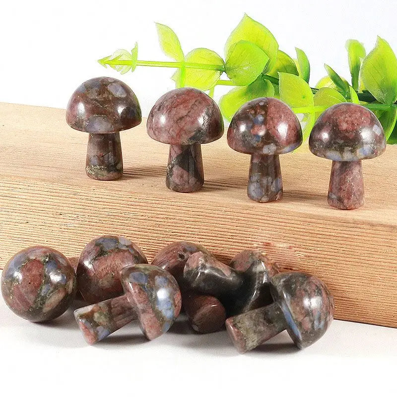 DIY Wholesale Small Natural Rose Quartz All Kinds of Gemstone Carving Crafts Crystal Mushrooms for Home Decoration
