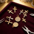 CZ8685 Mini Brass Cross 18K Gold Silver CZ Zircon Pave Diamond Cross Charm Smooth Shiny Cubic Zirconia Pendant for Christian