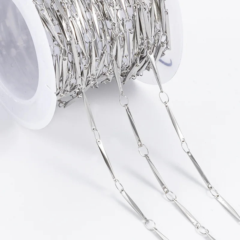 Handmade Stainless Steel Thin Bracelet Necklace Accessories DIY Melon Seed Chain Twisted Connecting Rod Bead Caps Custom Jewelry