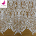 HY2677 Nigerian Mesh Lace Fabric High Quality Beads Sequin Bubble Beads Tulle Lace Fabric for Sewing White Wedding Dress
