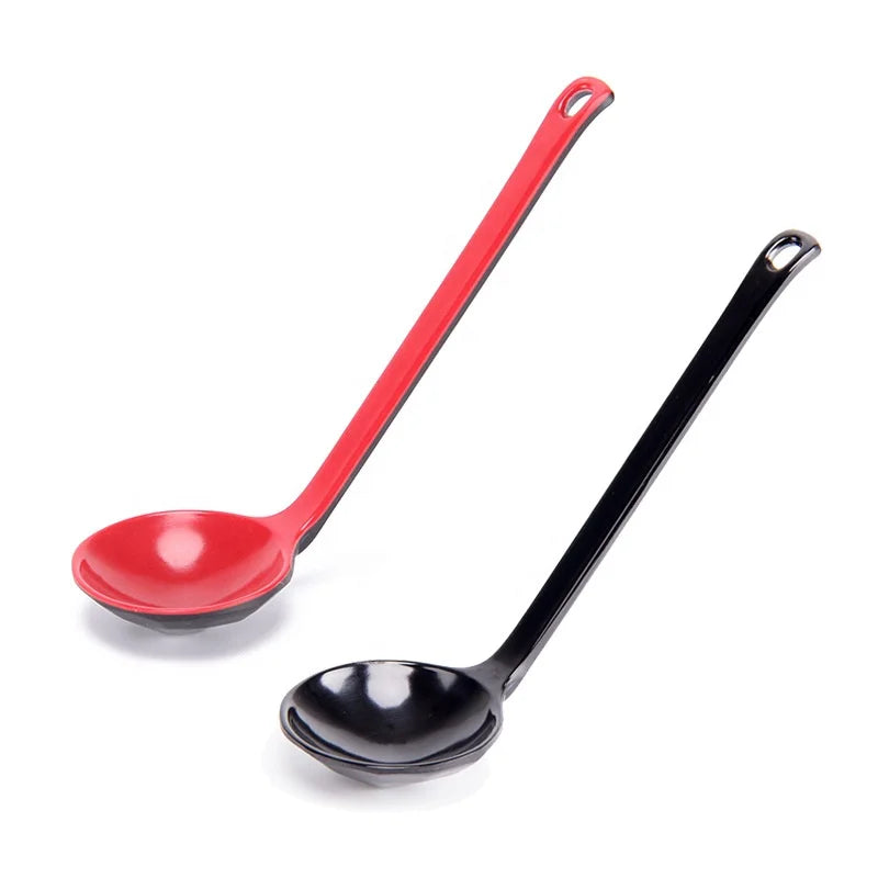 Factory Supply Black Red Melamine Disposable Eco-Friendly Serving Spoon for Soup Giveaways