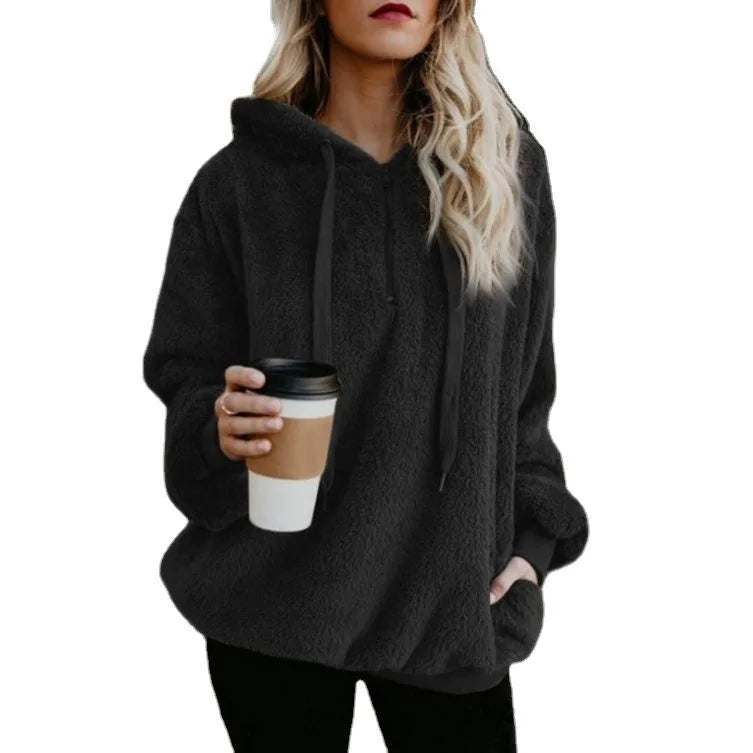 Hot Selling Long Sleeve Hoodie Women Solid Color Jacket Fashion Zipper Hoodie Sweater