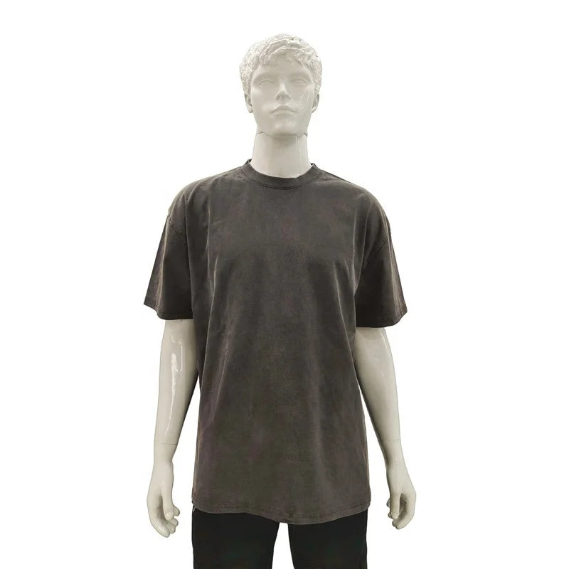 Rainbow Spray Low Moq Custom Your Logo Men's Vintage T-shirts Streetwear Mock Neck Oversized Retro Stir-fry Colors 260Gsm Tshirt