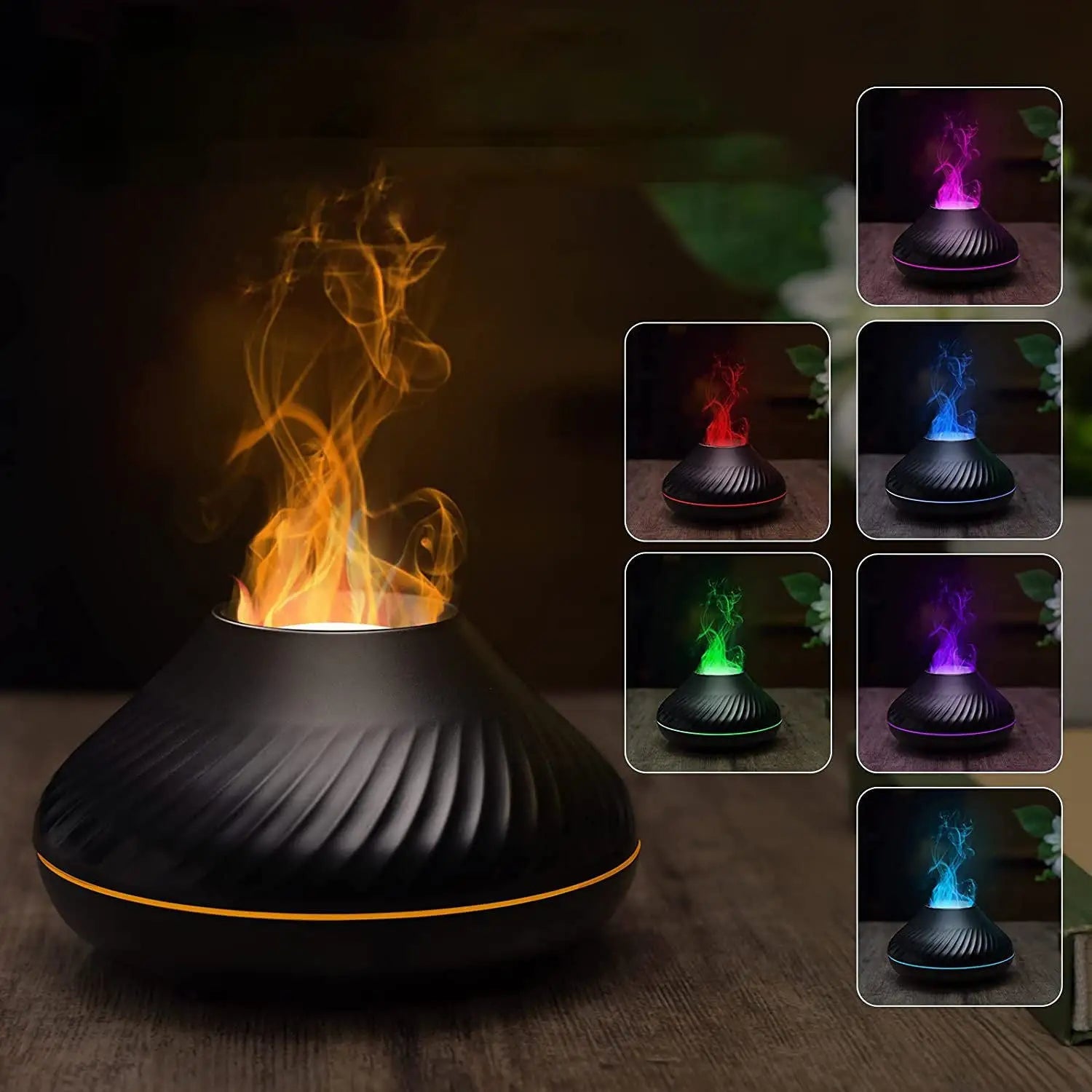 RGB Color Night Light Volcanic Flame Essential Oil Aroma Diffuser USB Charge 130ml Scent Diffuser Fire Humidifier