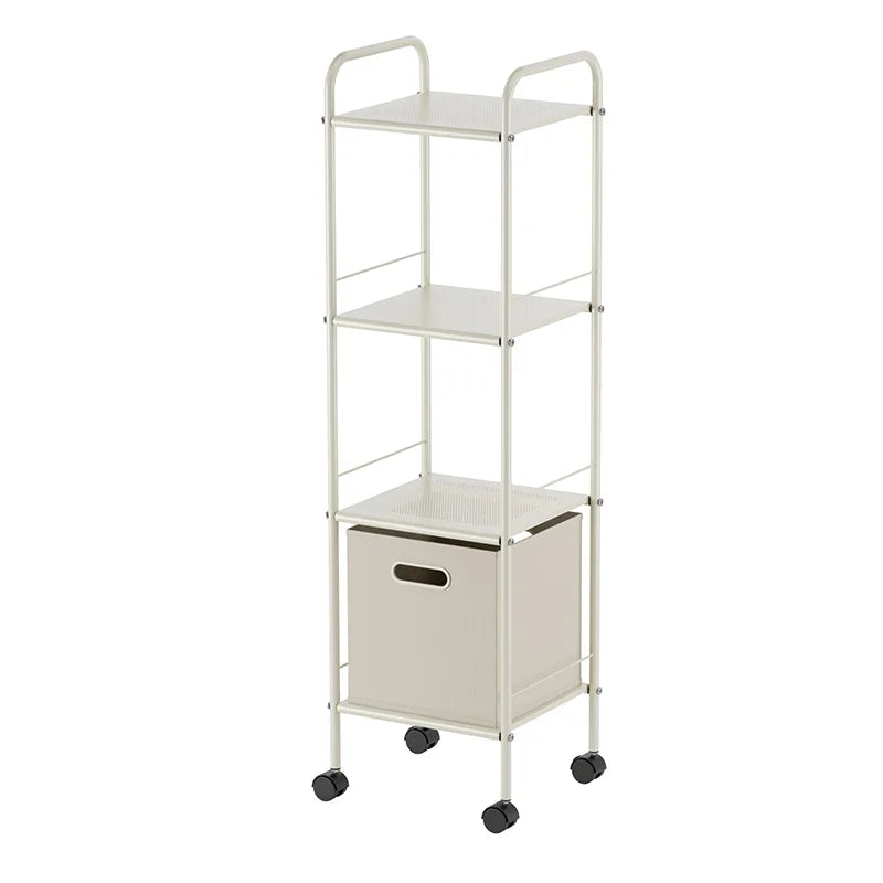 Factory Manufacturing Bathroom Laundry Cart 4 Tier Rolling Storage Rack Household Storage Trolley Utility Cart with Storage Cube