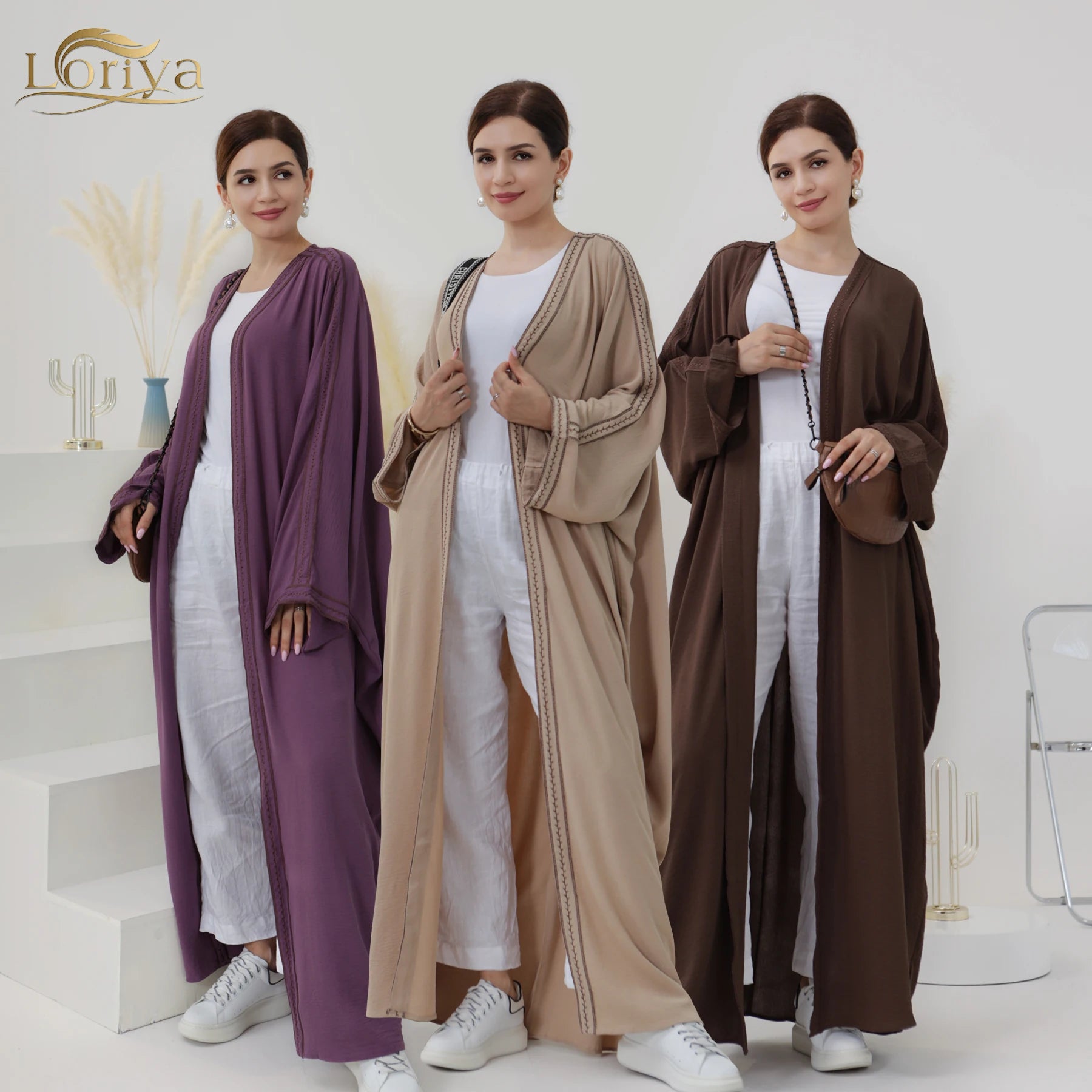 Loriya Fashion Abayas for Women Muslim Abaya Women Muslim Dress With Flowers Islamic Clothing Women Black Abaya