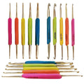 5pcs TPR Handle  Two Pointed Ergonomic Aluminum Gold Crochet Hook Set