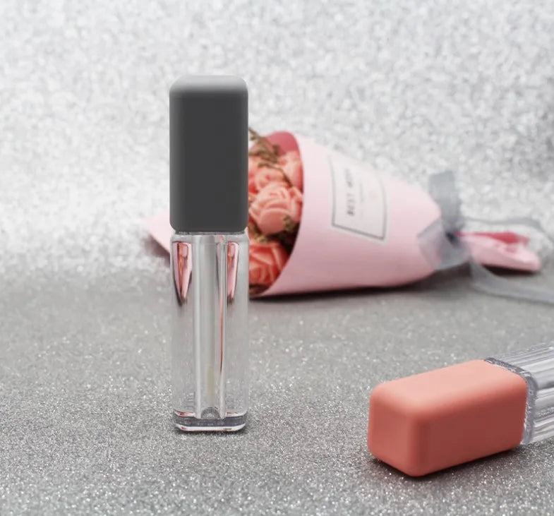 2.5ml Pink Gray Mini Square Shape Rubber Paint Good Texture Plastic Empty Lip Gloss Tube Liquid Cosmetics Packaging