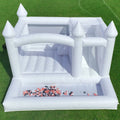 15x15x10FT/4.5x4.5x3m Commercial PVC Inflatable Bounce House White Bouncy Castle with Slide Ball Pit for Kids and Adults