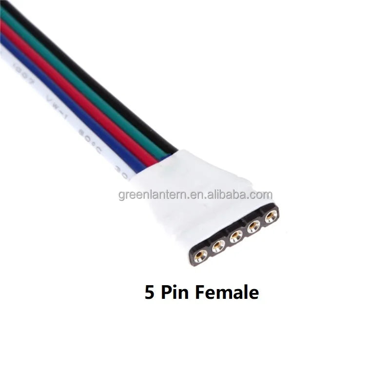 RGBW 5 Pin Male Female LED Strip Connector 5Pin Needle Wire Cable Strip to Controller Connector for RGBW LED Strip Light
