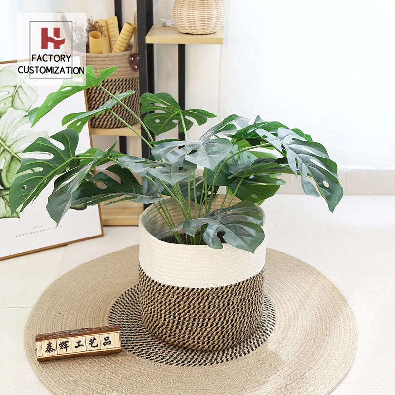 Natural Round  Jute Rope Plant Basket Woven Also Handmade Indoor Plants Pots Flower Pots and Planters Baskets for Plants