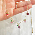 2022 Ins Style Gold Plated Cute Cubic Zircon Crystal Fruit Necklace Strawberry Cherry Pendant Necklaces Jewelry for Women Girls